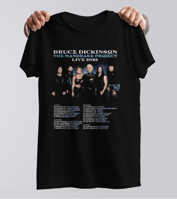 Bruce Dickinson The Mandrake Project Live 2025 North American Tour Dates T-Shirt