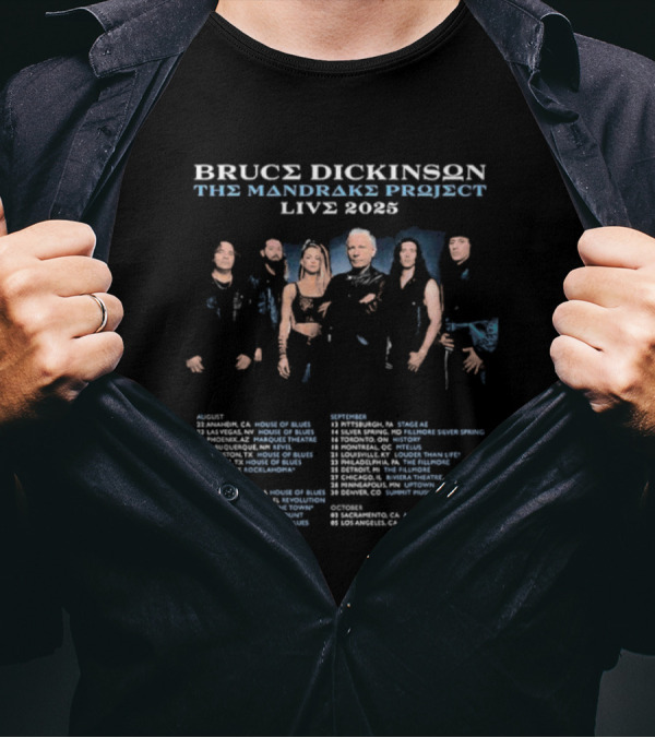 Bruce Dickinson The Mandrake Project Live 2025 North American Tour Dates T-Shirt