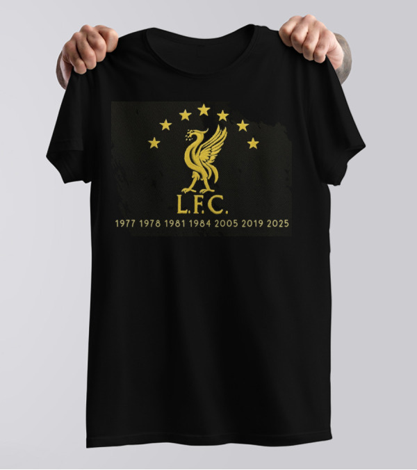 LFC 1977 1978 1981 1984 2005 2019 2025 Seven Times Champions League Stars T-Shirt
