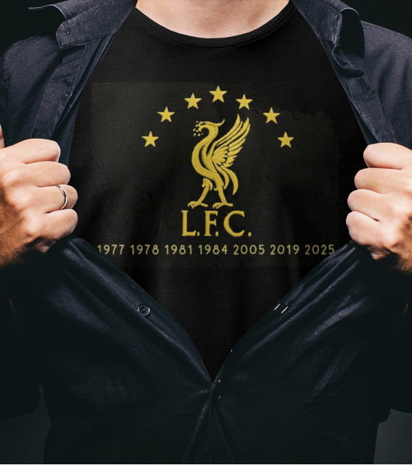 LFC 1977 1978 1981 1984 2005 2019 2025 Seven Times Champions League Stars T-Shirt