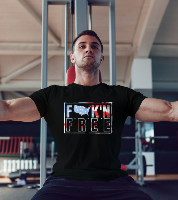 F*CK'N FREE American Flag Map USA Patriotic Stars And Stripes T-Shirt