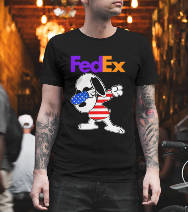FedEx Snoopy Dabbing American Flag Icon T-Shirt
