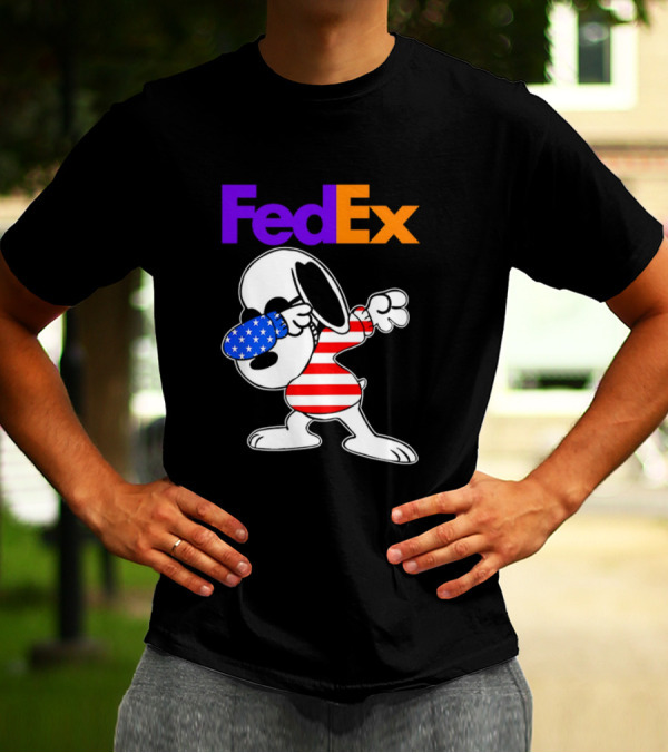 FedEx Snoopy Dabbing American Flag Icon T-Shirt