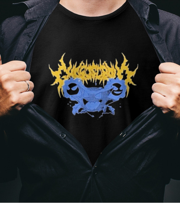 Ghost Supply Unknowns Text Striking Yellow Flames Blue Skull Graphic T-Shirt