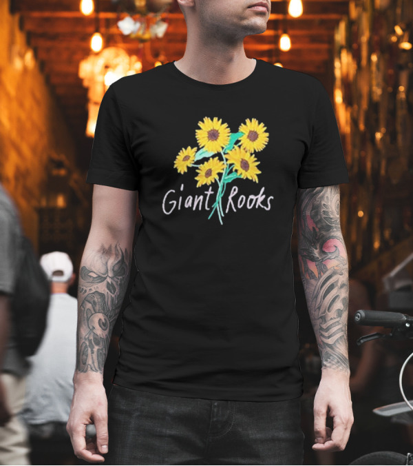 Giant Rooks Sunflower Bouquet Pink Skies T-Shirt