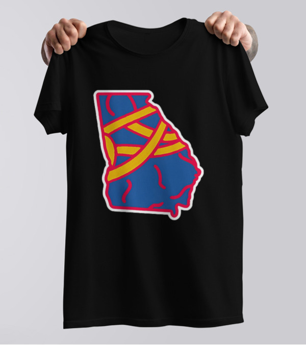 Friday Red State Stripe Atlanta Baseball Georgia Map T-Shirt