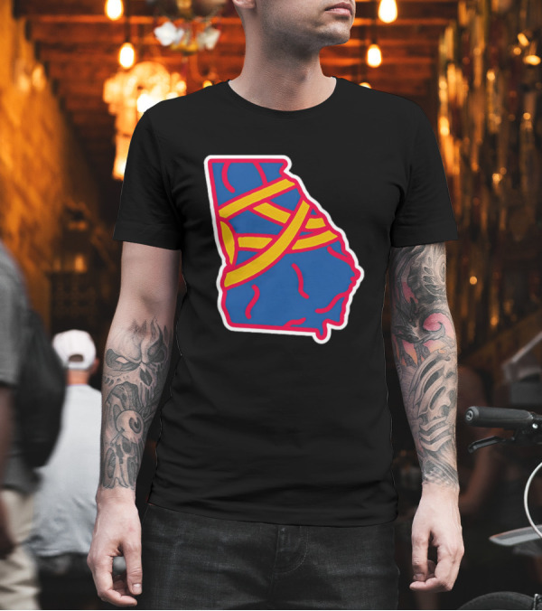 Friday Red State Stripe Atlanta Baseball Georgia Map T-Shirt