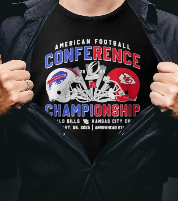 American Football Conference Championship 2024 Buffalo Bills Vs Kansas City Chiefs January 28 2024 Arrowhead Stadium T-Shirt