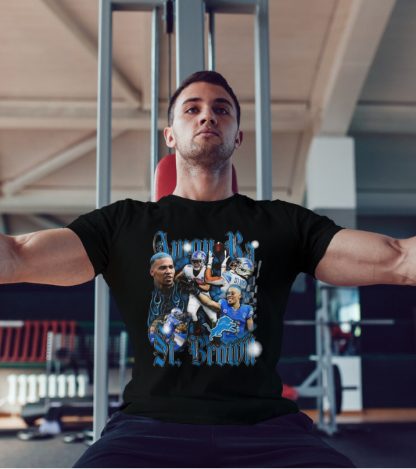 Amon Ra St. Brown Detroit Lions NFL Football Player Dynamic Collage T-Shirt