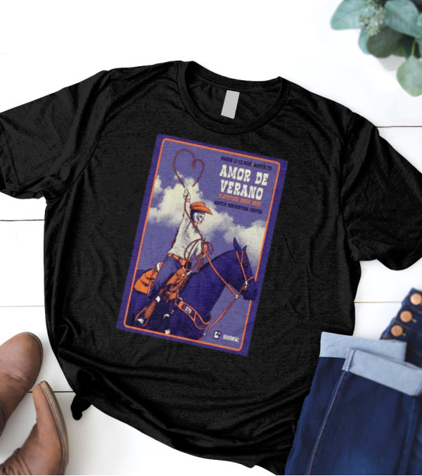 Amor De Verano Flatstock SXSW 2025 March 11-13 Austin Convention Center TX Cowboy Rider And Horse T-Shirt