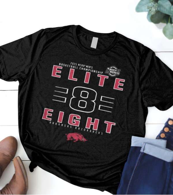 2025 NCAA Men's Basketball Championship March Madness Elite Eight Arkansas Razorbacks T-Shirt