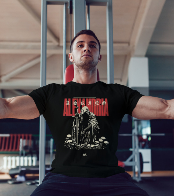 Asking Alexandria Skeleton Cloaked Figure With Sword Among Skulls T-Shirt
