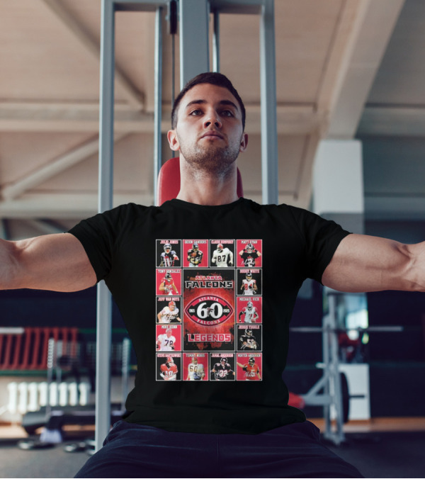 Atlanta Falcons 60 Year 1965-2025 Legends Julio Jones Deion Sanders Matt Ryan Tony Gonzalez Michael Vick T-Shirt
