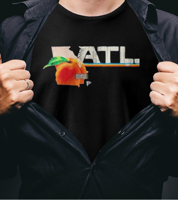 ATL Atlanta Falcons 2025 NFL Draft Peach Georgia Map Icon T-Shirt