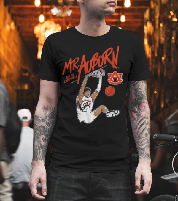 Auburn Basketball Dylan Cardwell Mr. Auburn Slam Dunk Graphic T-Shirt