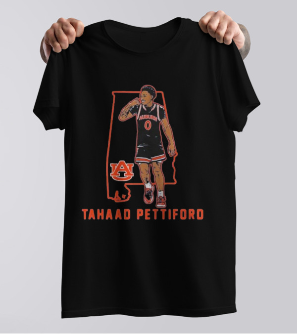 Auburn Basketball Tahaad Pettiford 0 Alabama Map T-Shirt