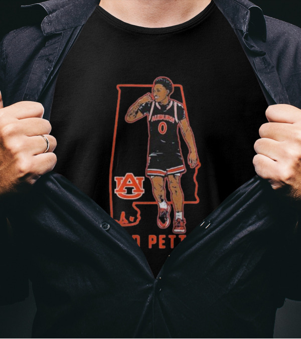 Auburn Basketball Tahaad Pettiford 0 Alabama Map T-Shirt
