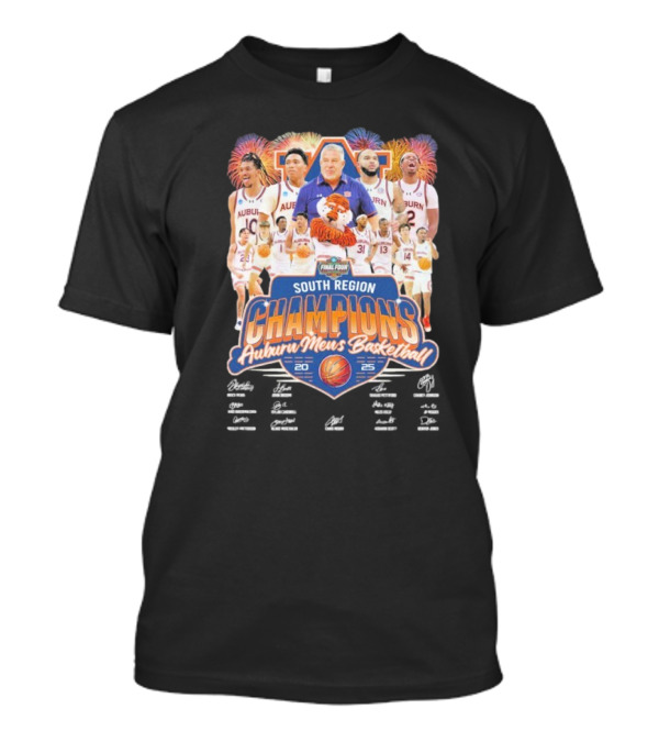 Auburn Men's Basketball 2025 South Region Champions Autographed Final Four Edition T-Shirt