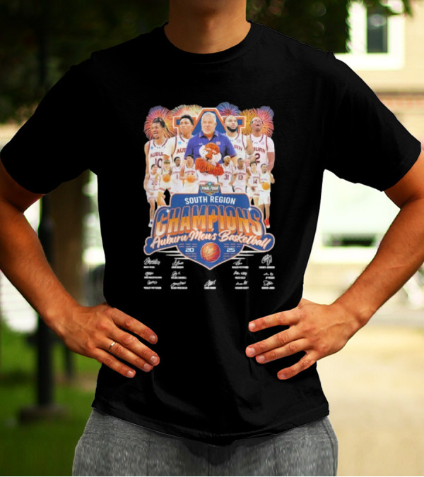 Auburn Men's Basketball 2025 South Region Champions Autographed Final Four Edition T-Shirt