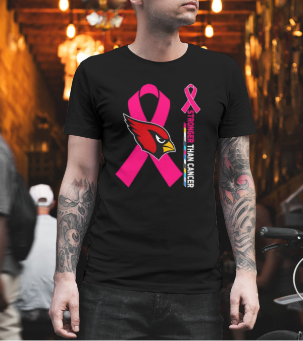 Arizona Cardinals Stronger Than Cancer Awareness Pink Ribbon T-Shirt