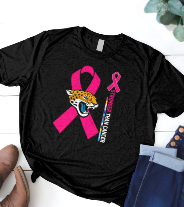 Awareness Stronger Than Cancer Pink Ribbon Jacksonville Jaguars T-Shirt