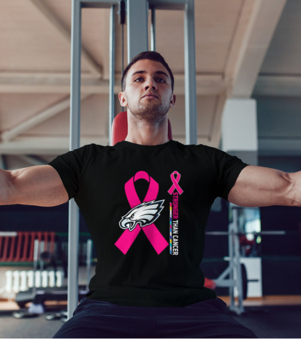 Philadelphia Eagles Breast Cancer Awareness Stronger Than Cancer Ribbon T-Shirt