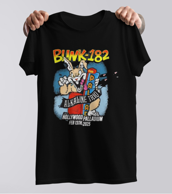 Blink-182 Alkaline Trio Hollywood Palladium Feb 13 2025 Rabbit Cartoon T-Shirt