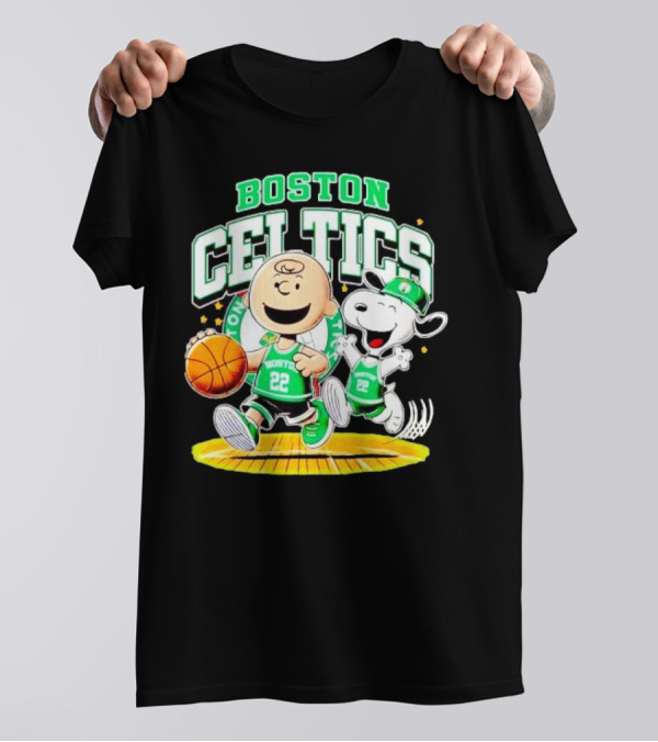 Boston Celtics Charlie Brown Snoopy Basketball Fan Fun T-Shirt