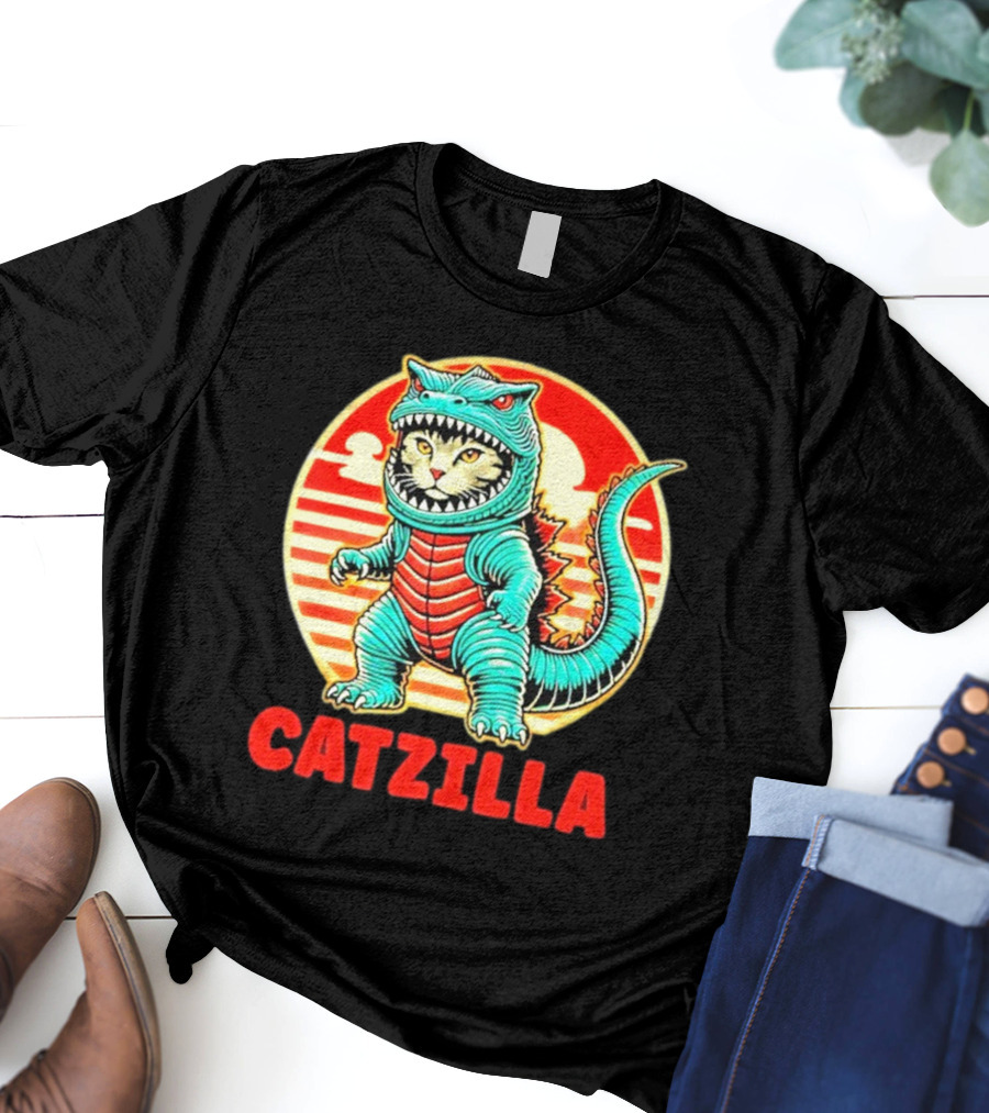 Cat Catzilla Cat Mom Cat Dad T-Shirt