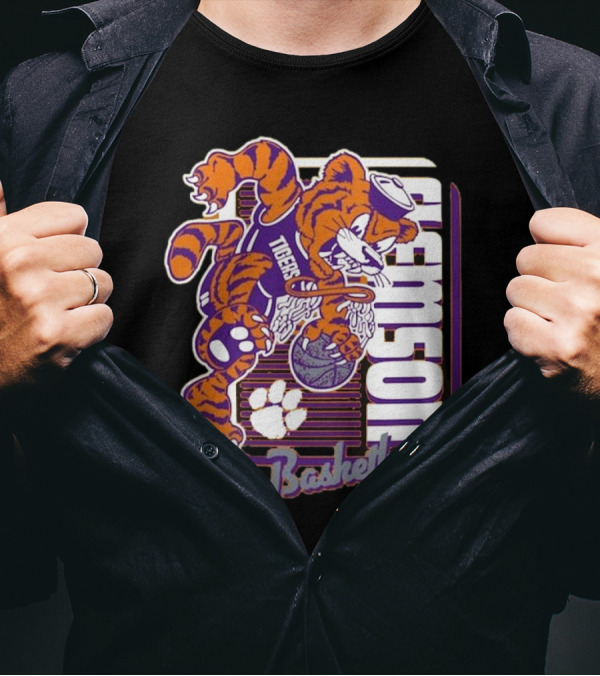Clemson Tigers Basketball Mascot Dunk 2025 T-Shirt