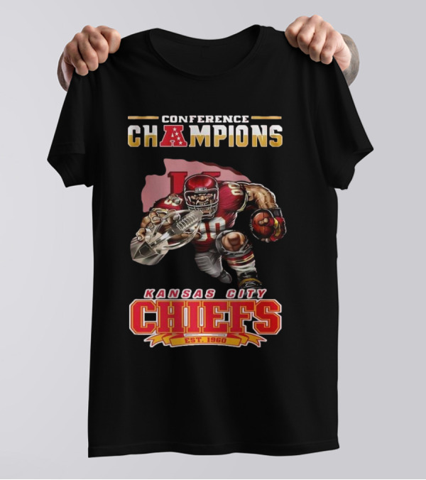 Conference Champions Kansas City Chiefs Est 1960 Football Player Art T-Shirt