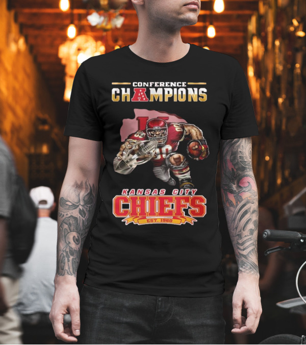 Conference Champions Kansas City Chiefs Est 1960 Football Player Art T-Shirt