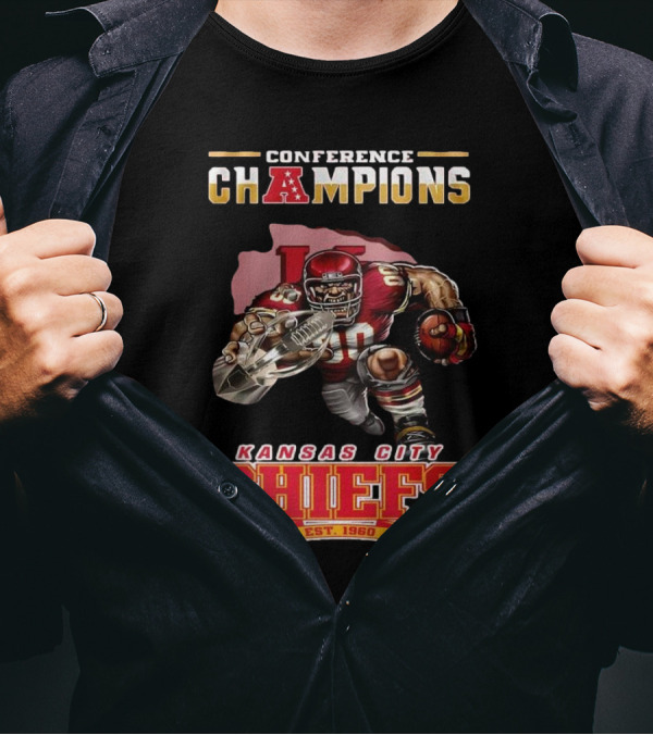 Conference Champions Kansas City Chiefs Est 1960 Football Player Art T-Shirt