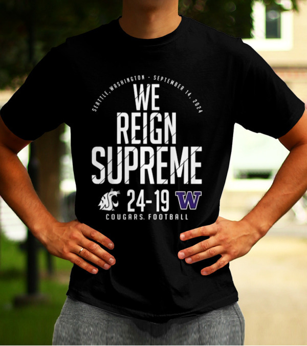 Crimson Washington State Cougars Vs. Washington Huskies Score T-Shirt