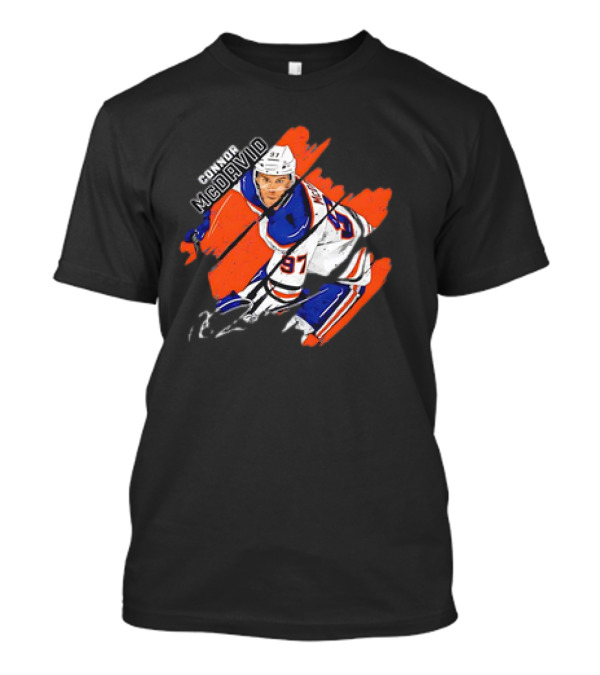 Connor McDavid Edmonton Oilers NHL Hockey Stripes Signature Vintage T-Shirt