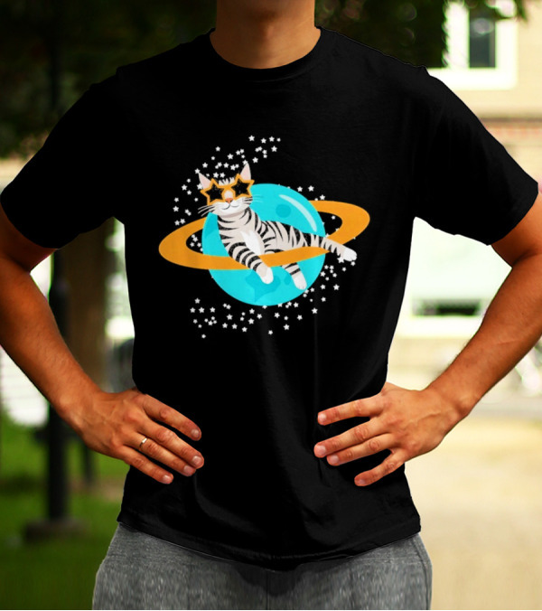 Cosmic Cat Starry Starry Design T-Shirt