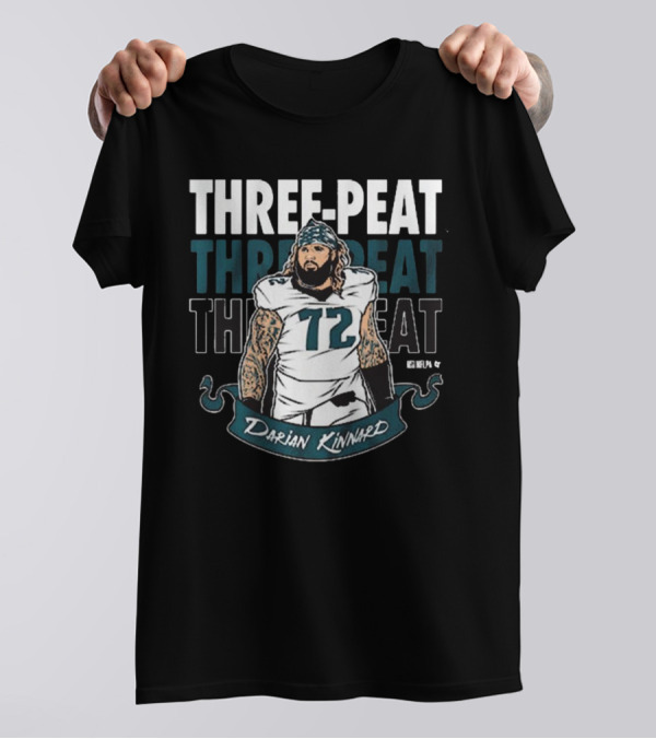 Darian Kinnard Three-Peat Philadelphia Eagles NFL Football T-Shirt