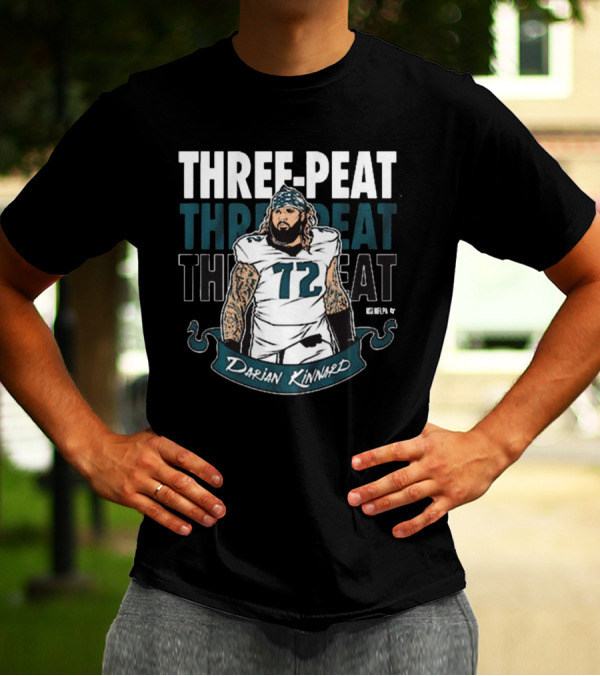 Darian Kinnard Three-Peat Philadelphia Eagles NFL Football T-Shirt