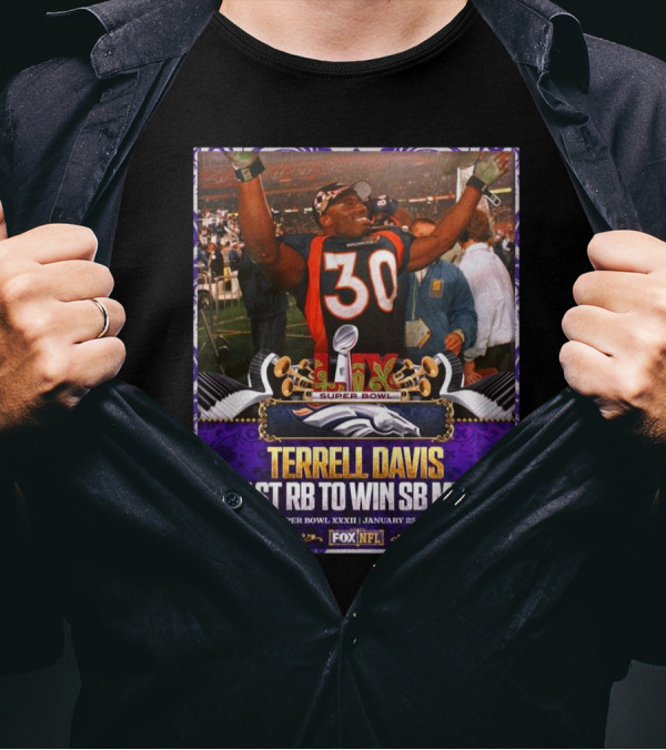 Denver Broncos Terrell Davis Last Rb To Win SB MVP Super Bowl XXXII Jan 25 1998 T-Shirt