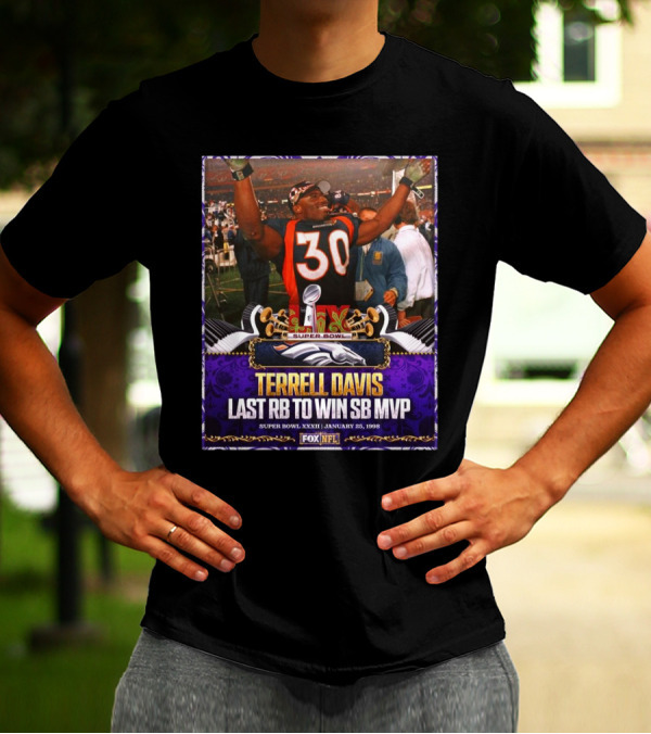 Denver Broncos Terrell Davis Last Rb To Win SB MVP Super Bowl XXXII Jan 25 1998 T-Shirt