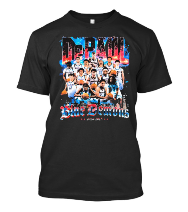 DePaul Blue Demons Men’s Basketball 2024-2025 Team Win Georgetown Hoyas Mar 12 Big East Tournament T-Shirt