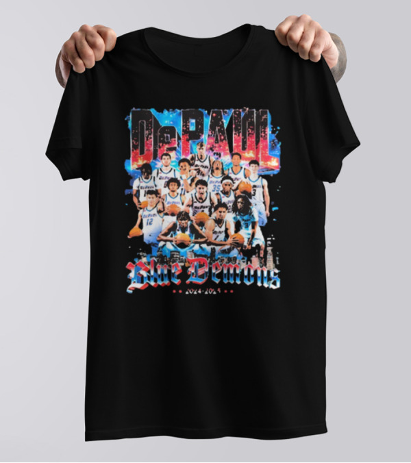 DePaul Blue Demons Men’s Basketball 2024-2025 Team Win Georgetown Hoyas Mar 12 Big East Tournament T-Shirt