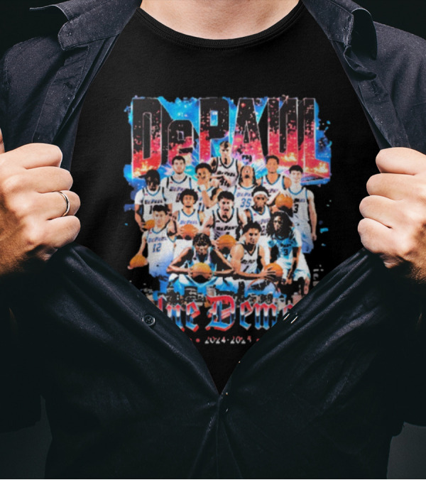 DePaul Blue Demons Men’s Basketball 2024-2025 Team Win Georgetown Hoyas Mar 12 Big East Tournament T-Shirt