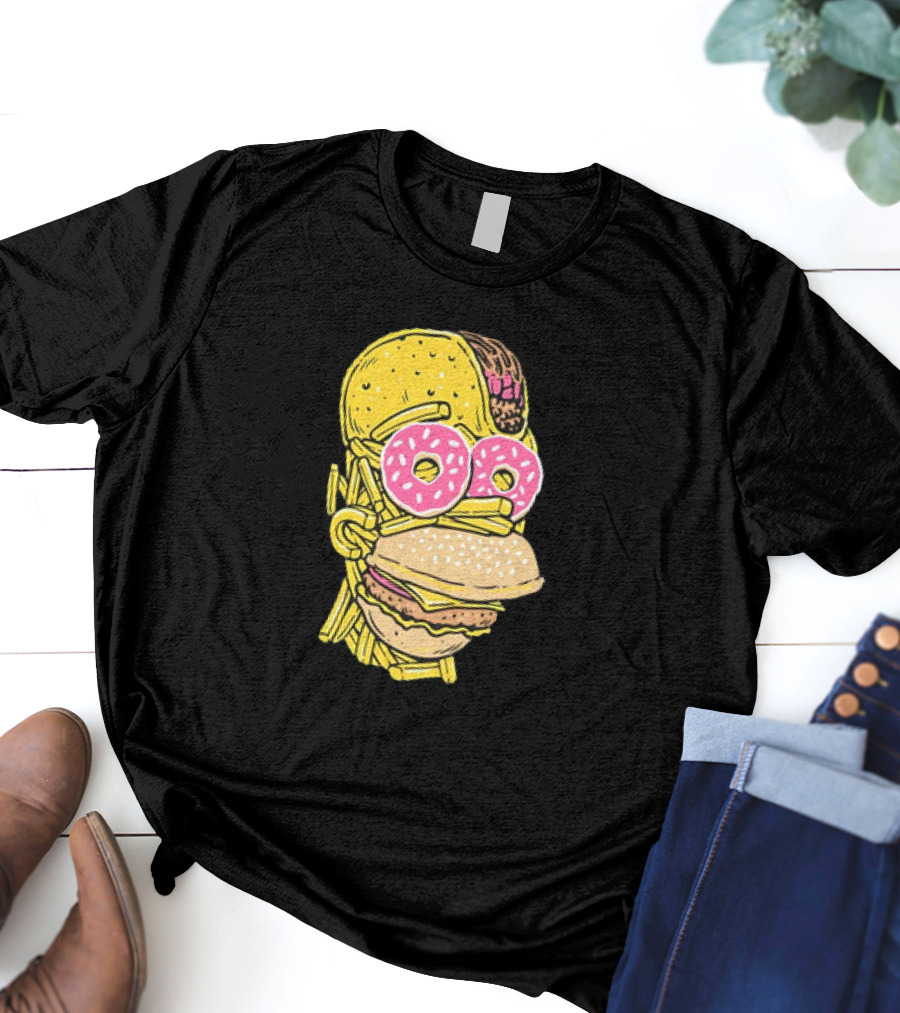 Homer Simpson And Junk Food Snack Head T-Shirt