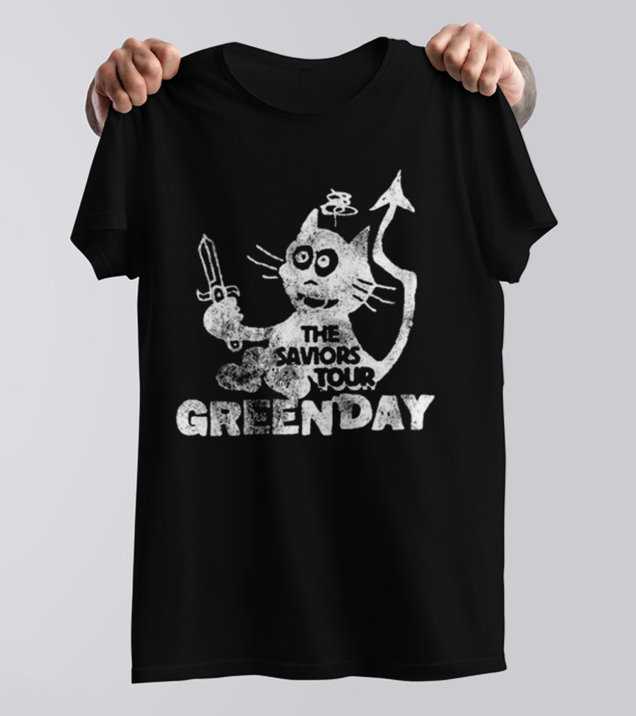 Green Day Cat And Sword T-Shirt