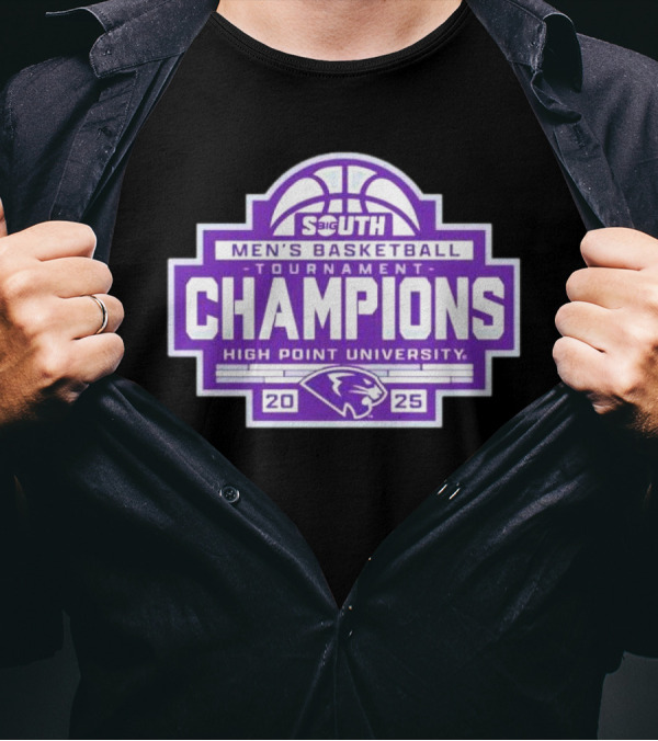 High Point Panthers 2025 Big South Men’s Basketball Conference Tournament Champions T-Shirt