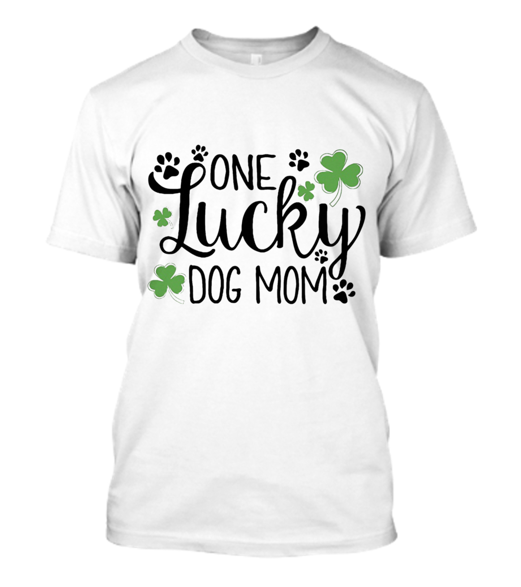 One Lucky Dog Mom With Shamrock And Paw Prints T-Shirt