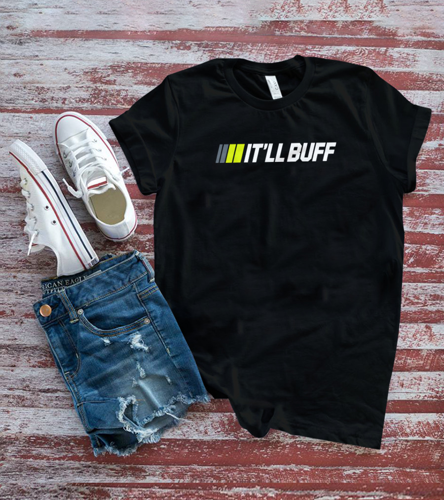 IT'LL BUFF Black Pit Crew Racing Stripes T-Shirt