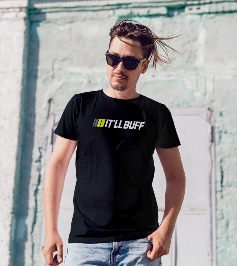 IT'LL BUFF Black Pit Crew Racing Stripes T-Shirt