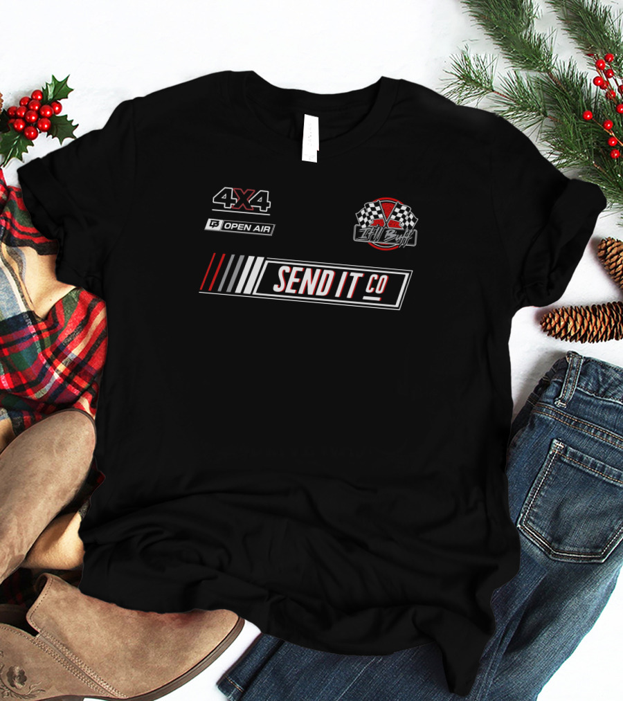 4X4 Open Air It'll Buff Send It Co Racing Checkered Flags T-Shirt